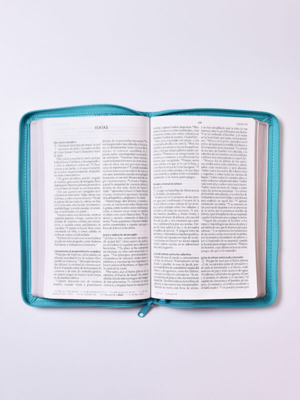 BIBLIA RVR 60 IMITACION PIEL AGUAMARINA MANUAL CON CIERRE - Image 2