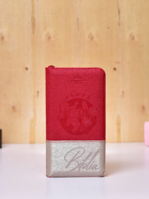BIBLIA 035 TIPO CARTERA ROJA-BEIGE INDICE CANTO DORADO