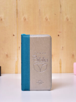 BIBLIA 035 TIPO CARTERA AZUL-BEIGE INDICE CANTO PLATA