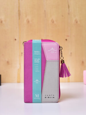 BIBLIA RV 60 TIPO CHEQUERA ROSA FUCSIA GRIS CIERRE INDICE