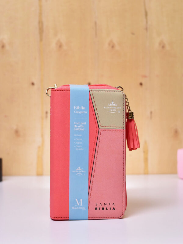 BIBLIA RV 60 TIPO CHEQUERA CORAL BEIGE CIERRE INDICE