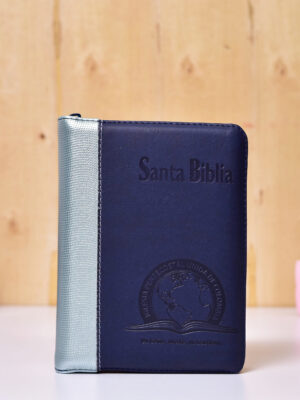 BIBLIA 045 CON HIMNARIO FLEXIBLE AZUL GRIS PLATA