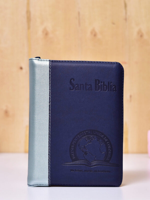 BIBLIA 045 CON HIMNARIO FLEXIBLE AZUL GRIS PLATA