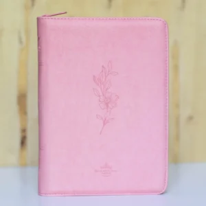 BIBLIA 055 COLOR ROSADO FLOR CANTO PLATEADO INDICE QR