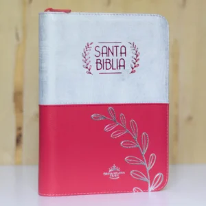 BIBLIA 055 COLOR ROSADO - PLATEADO ESPIGA CON INDICE QR