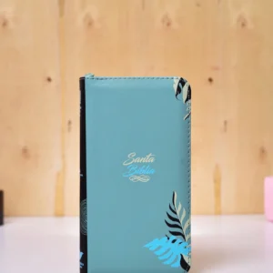 BIBLIA 035 TIPO CARTERA COLOR VERDE HOJAS INDICE CANTO PLATEADO QR