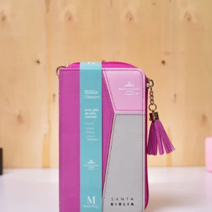 BIBLIA RV 60 TIPO CHEQUERA ROSA-FUCSIA-GRIS INDICE CIERRE CANTO PLATEADO
