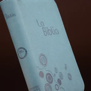 BIBLIA TLA 045 AGUAMARINA CANTO PLATEADO CIERRE