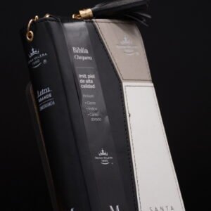 BIBLIA RV 60 TIPO CHEQUERA NEGRO BEIGE CIERRE INDICE